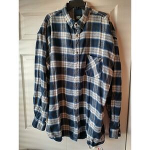 Key Brand Men's‎ Flannel Shirt Blue Plaid 4XL Tall Big &Tall